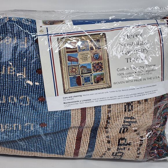 New Meijer Grocery Store Retirement Cotton Throw Blanket Tapestry 60x52 - Picture 2 of 6